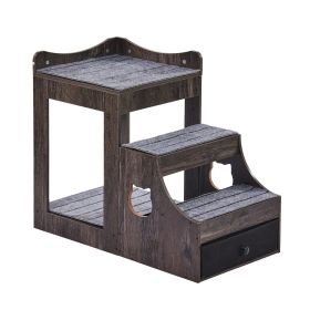 Pet Bunk Bed with Removable Stairs, Dog/Cat Window Perch with Storage, Multi-Level Bed Window Perch Dog Bedside Sleeper Couch, Small Pet Seat Pla (Color: Gray, Product Size: Small Size)